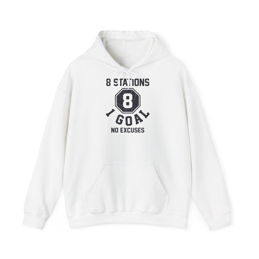 Hoodie 8 Stations 1 Goal — back view | hybriddept