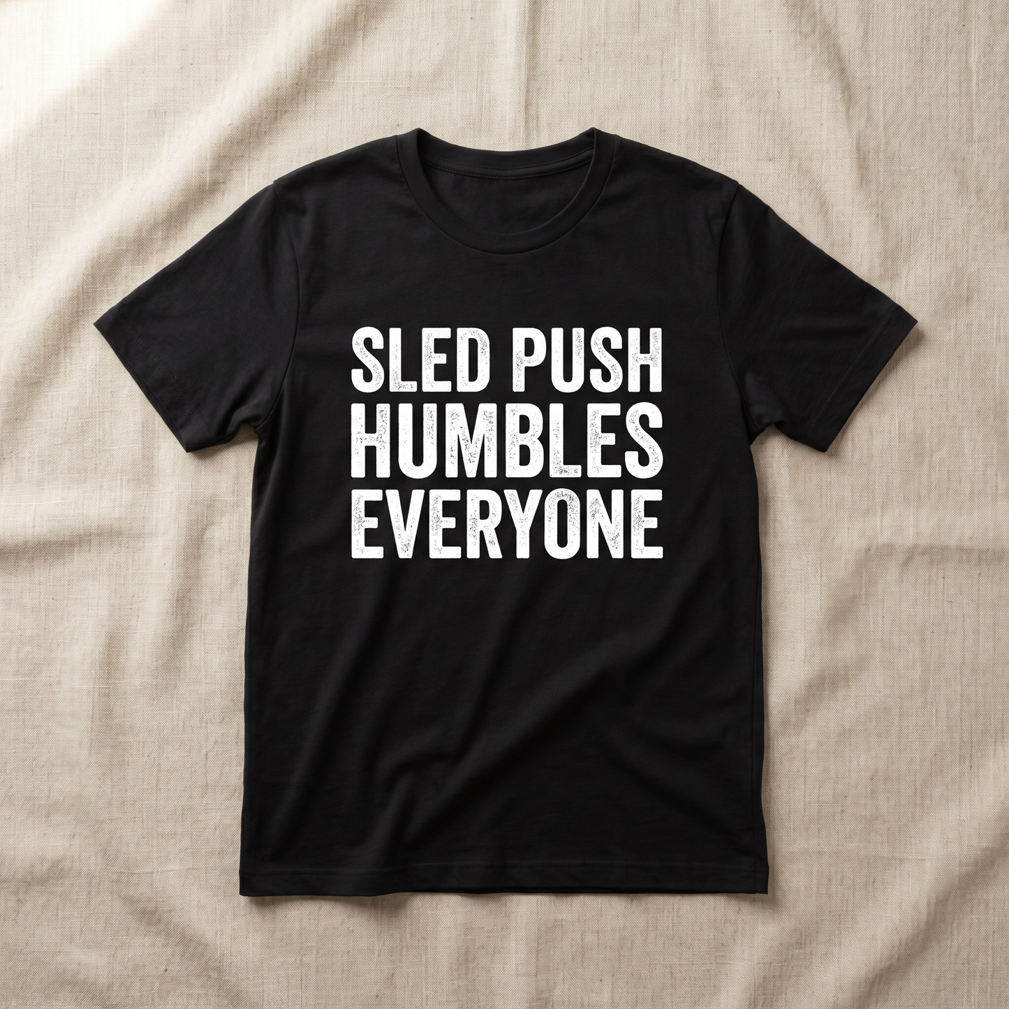 Tee Sled Push Humbles Everyone — back view | hybriddept