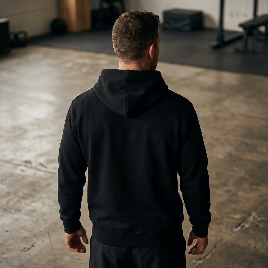 Hoodie Sub 60 Club — porté lifestyle — HybridDept