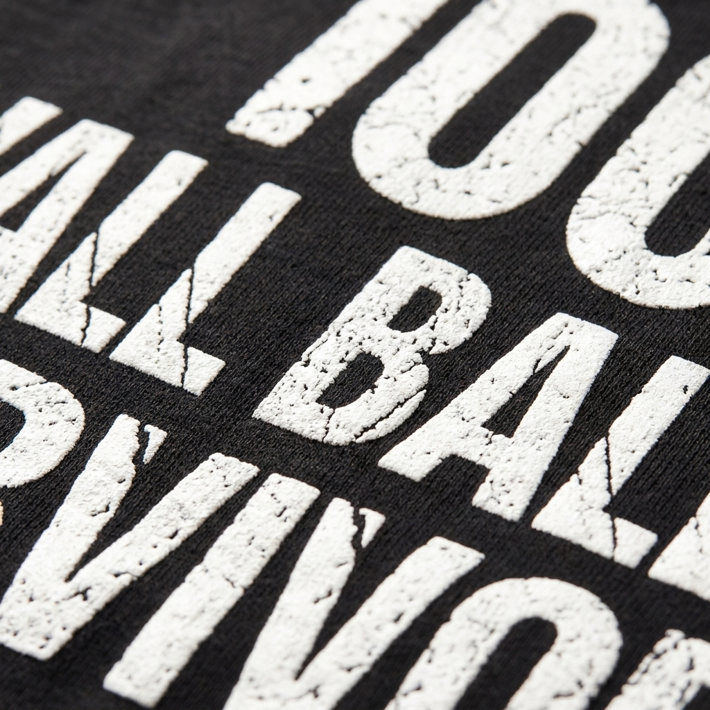 Tee 100 Wall Balls Survivor — détail macro — HybridDept