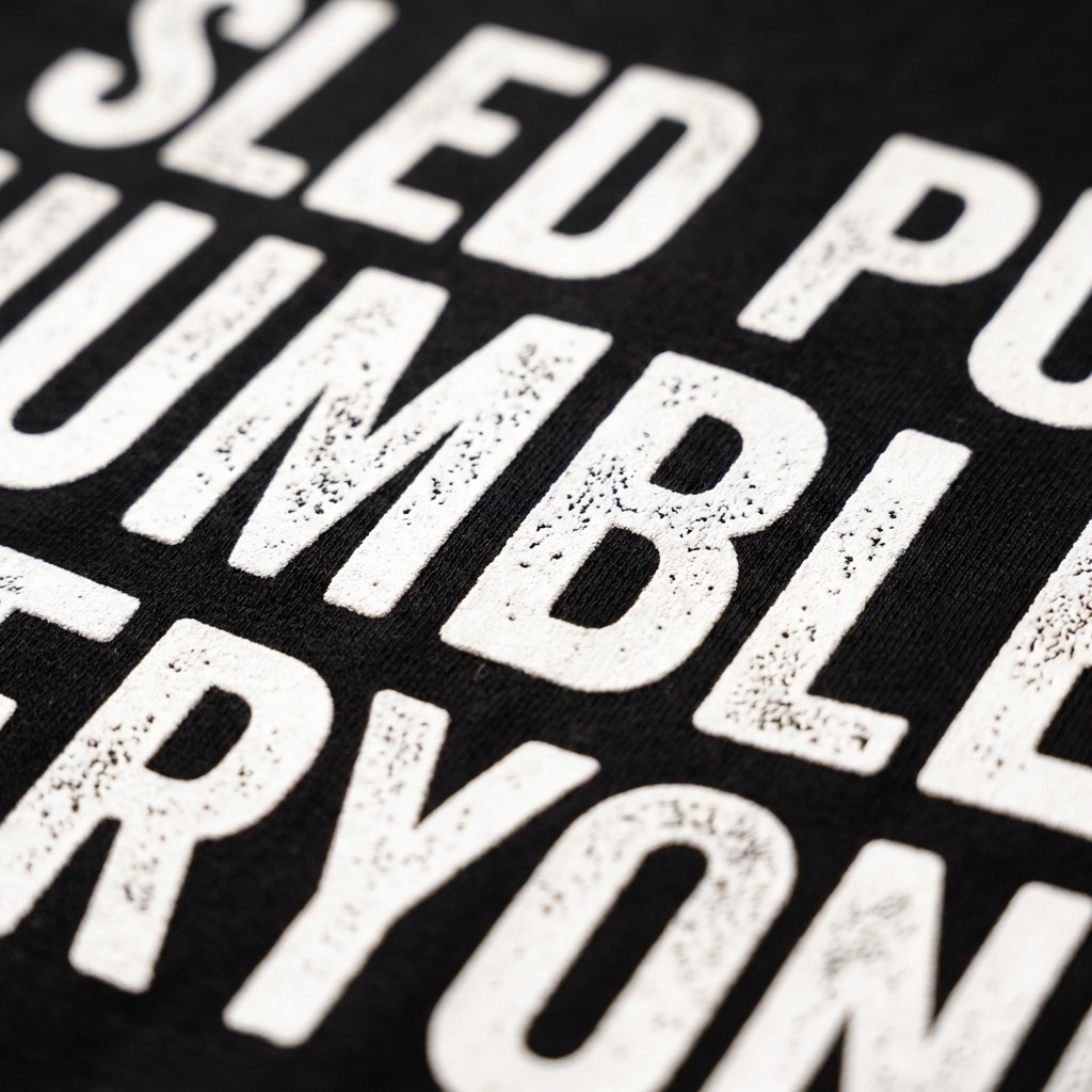 Tee Sled Push Humbles Everyone — fabric detail | hybriddept