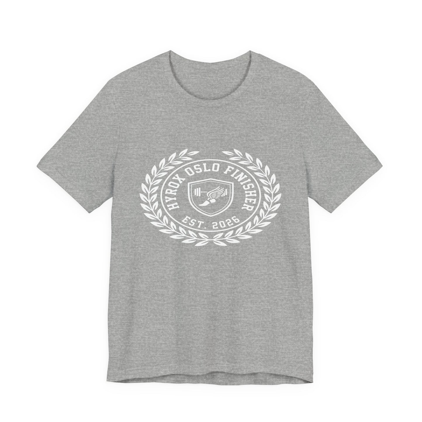 Tee HYROX Oslo Finisher — flat lay fond clair | HybridDept