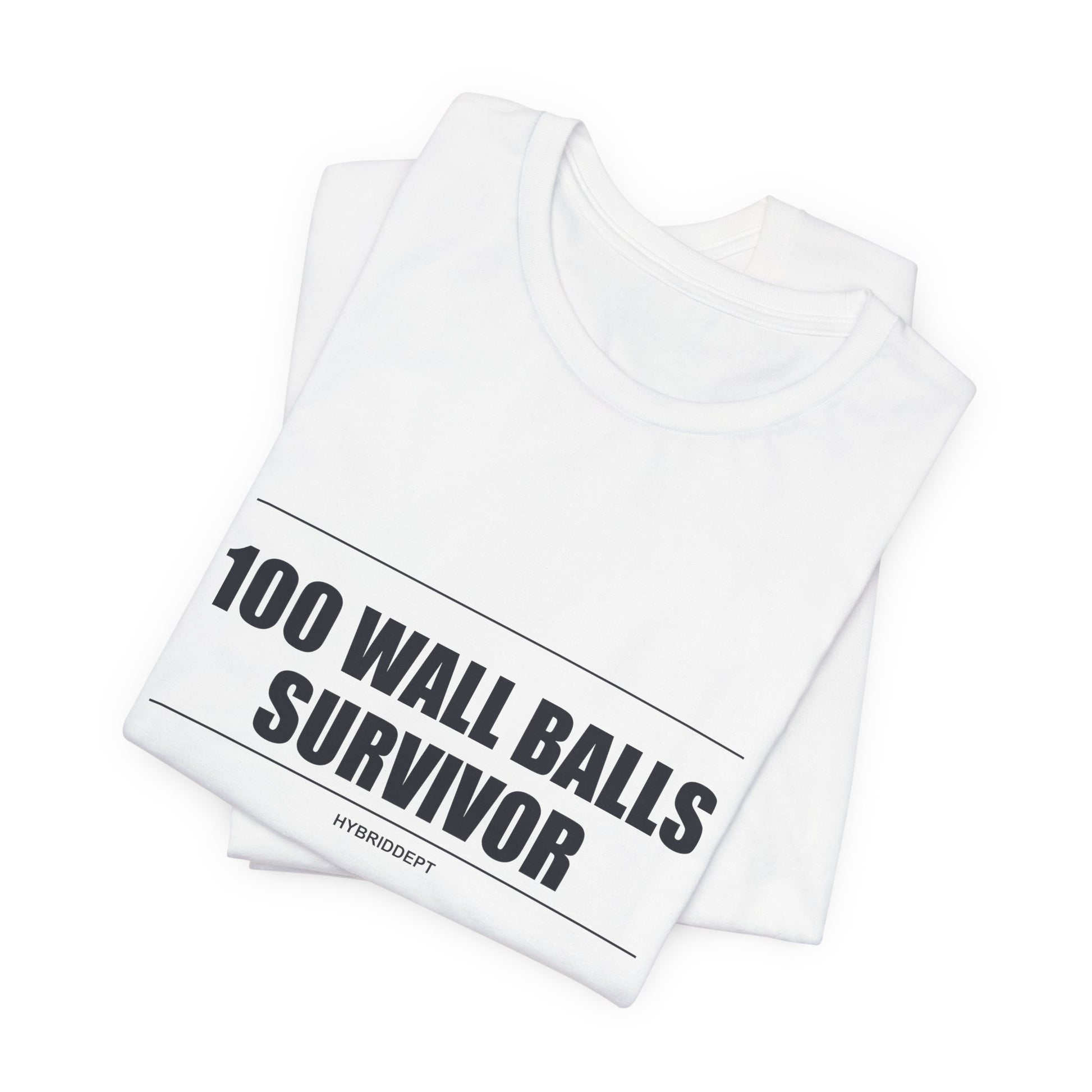 Tee 100 Wall Balls Survivor — fabric detail | hybriddept