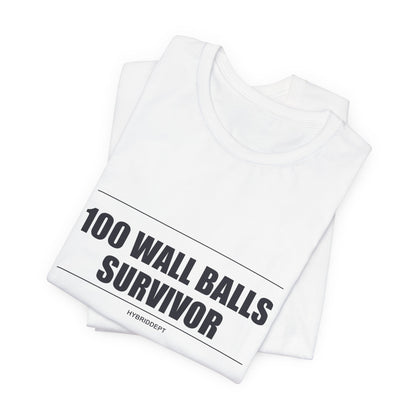 Tee 100 Wall Balls Survivor — fabric detail | hybriddept