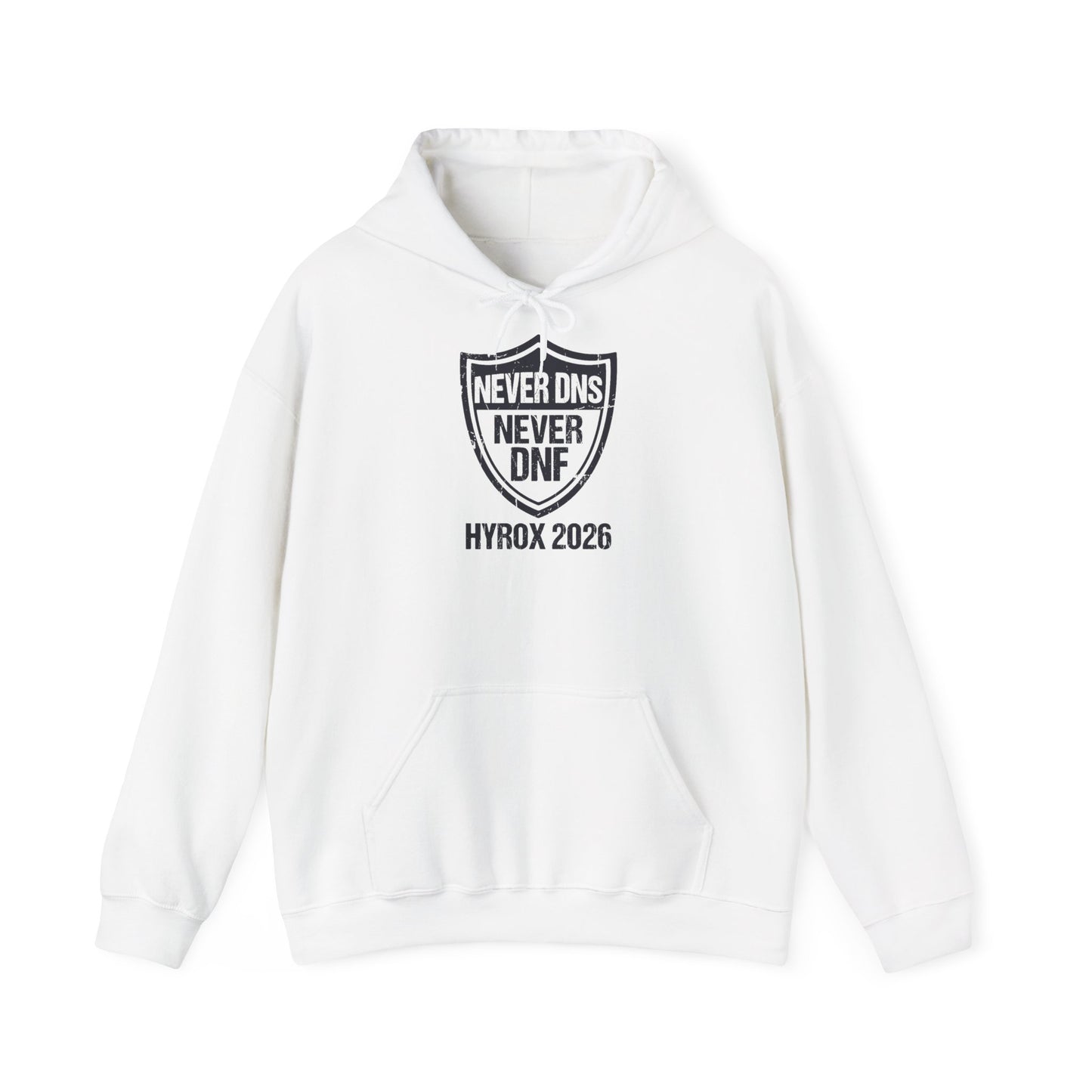 Hoodie Never DNS Never DNF — back view | hybriddept
