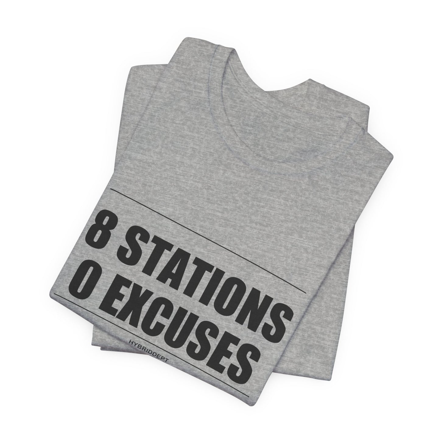 Tee 8 Stations 0 Excuses — détail capuche | HybridDept