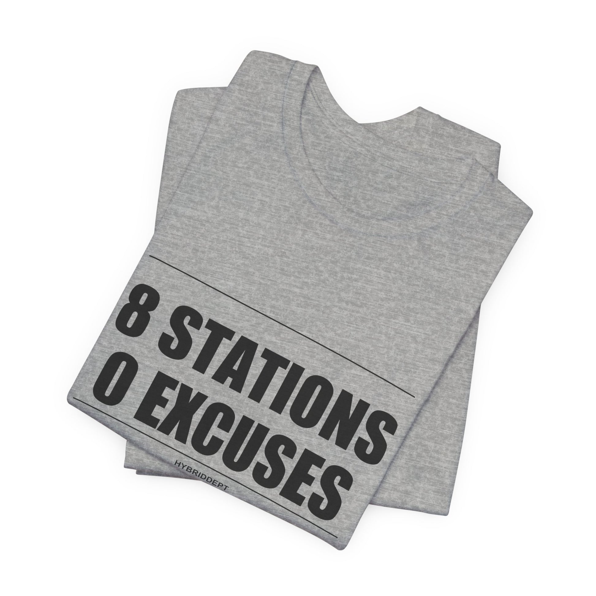 Tee 8 Stations 0 Excuses — détail capuche | HybridDept