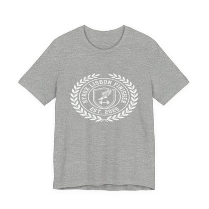 Tee HYROX Lisbon Finisher — flat lay light background | hybriddept