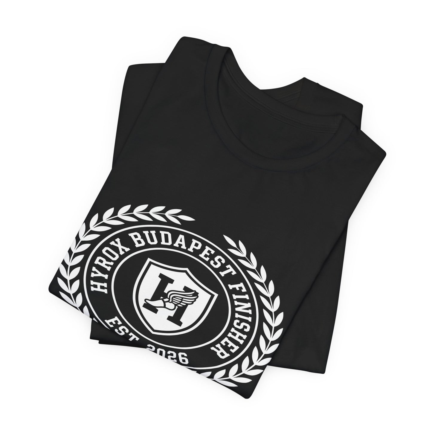 Tee HYROX Budapest Finisher — détail capuche | hybriddept