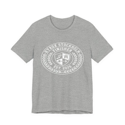 Tee HYROX Stockholm Finisher — flat lay light background | hybriddept
