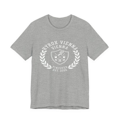 Tee HYROX Vienna Finisher — flat lay light background | hybriddept