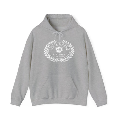 Hoodie HYROX Madrid Finisher — flat lay light background | hybriddept
