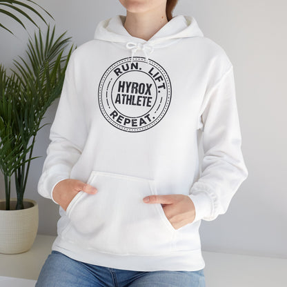 Hoodie Run Lift Repeat — détail capuche | hybriddept