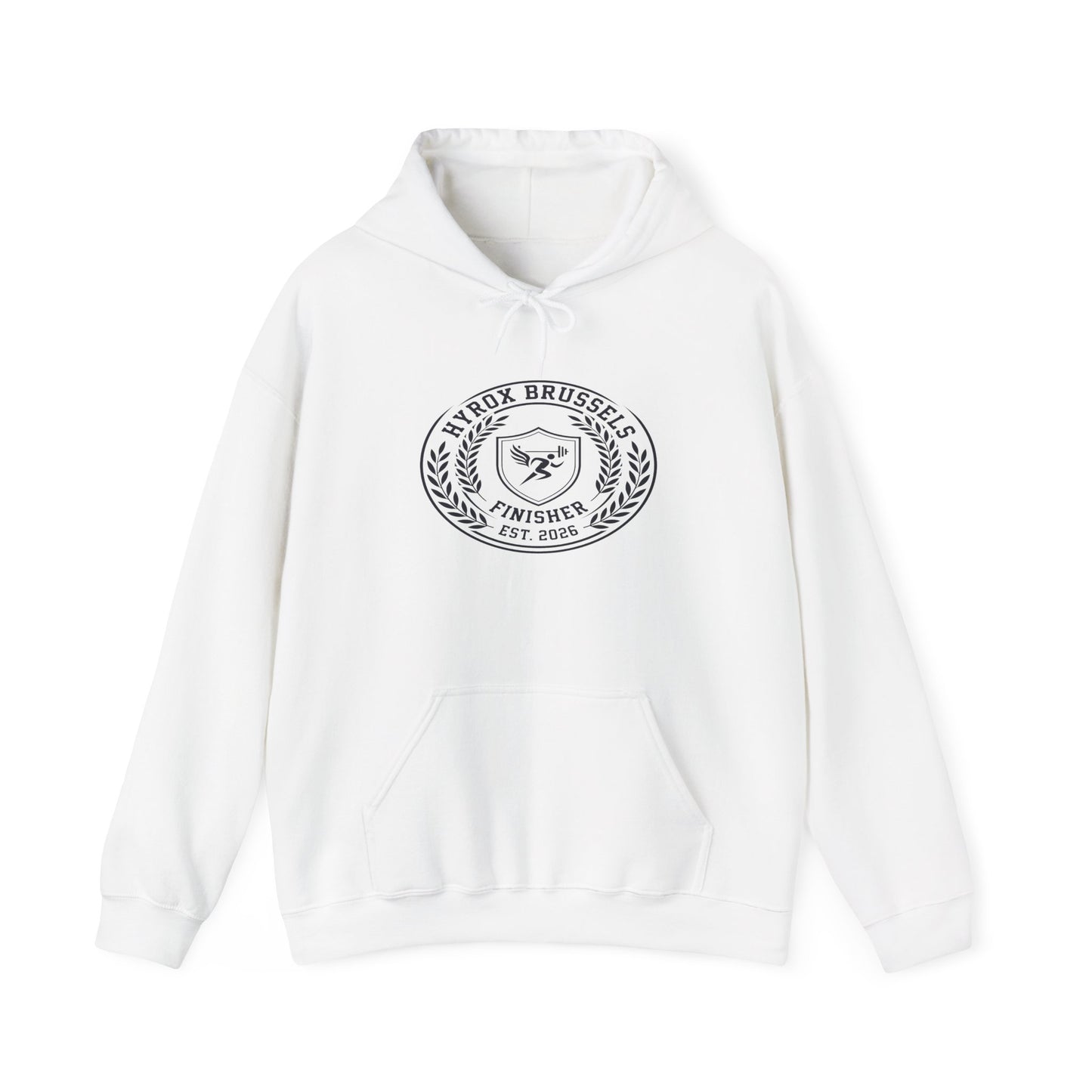 Hoodie HYROX Brussels Finisher — détail inscription | hybriddept