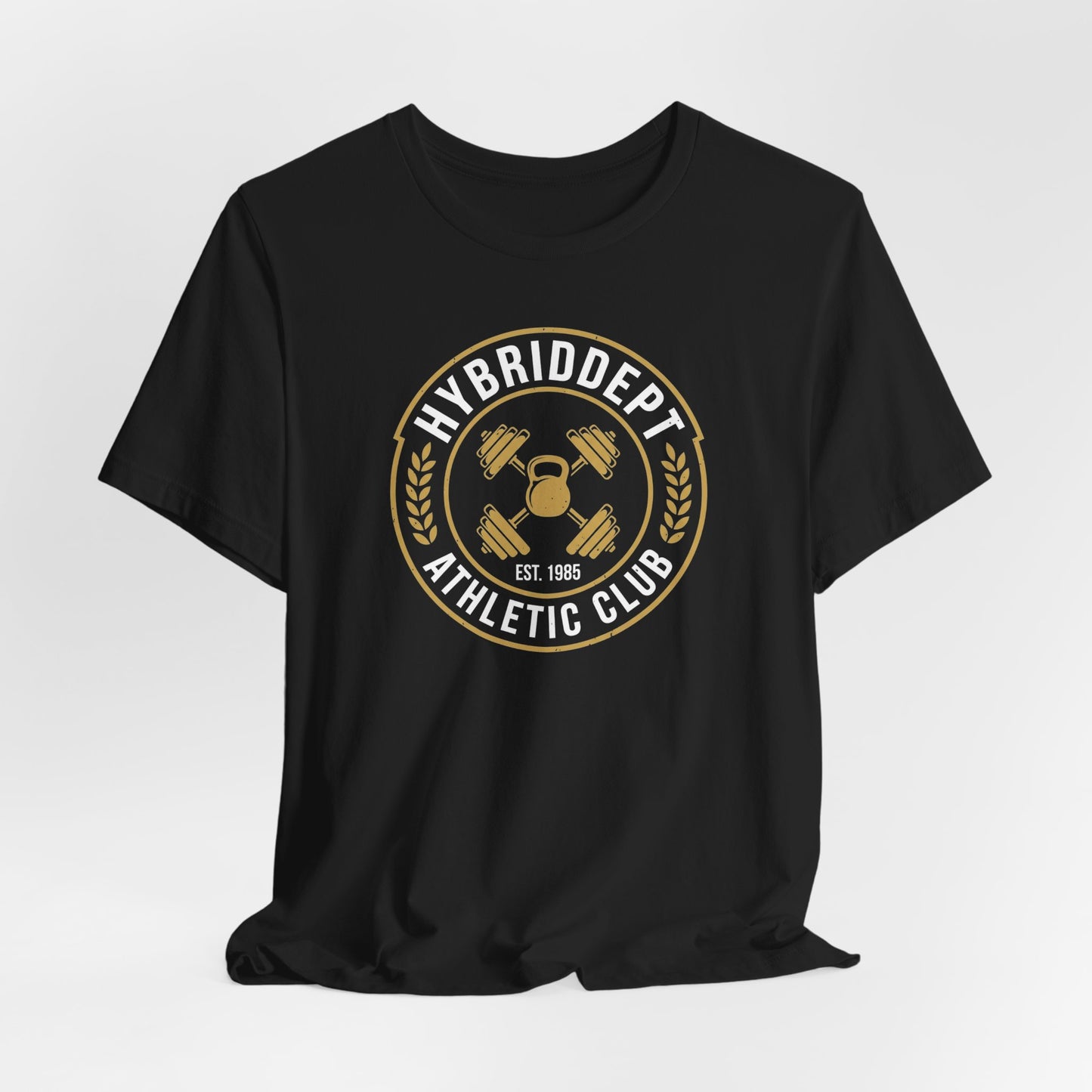 Tee HybridDept Athletic Club — flat lay light background | hybriddept
