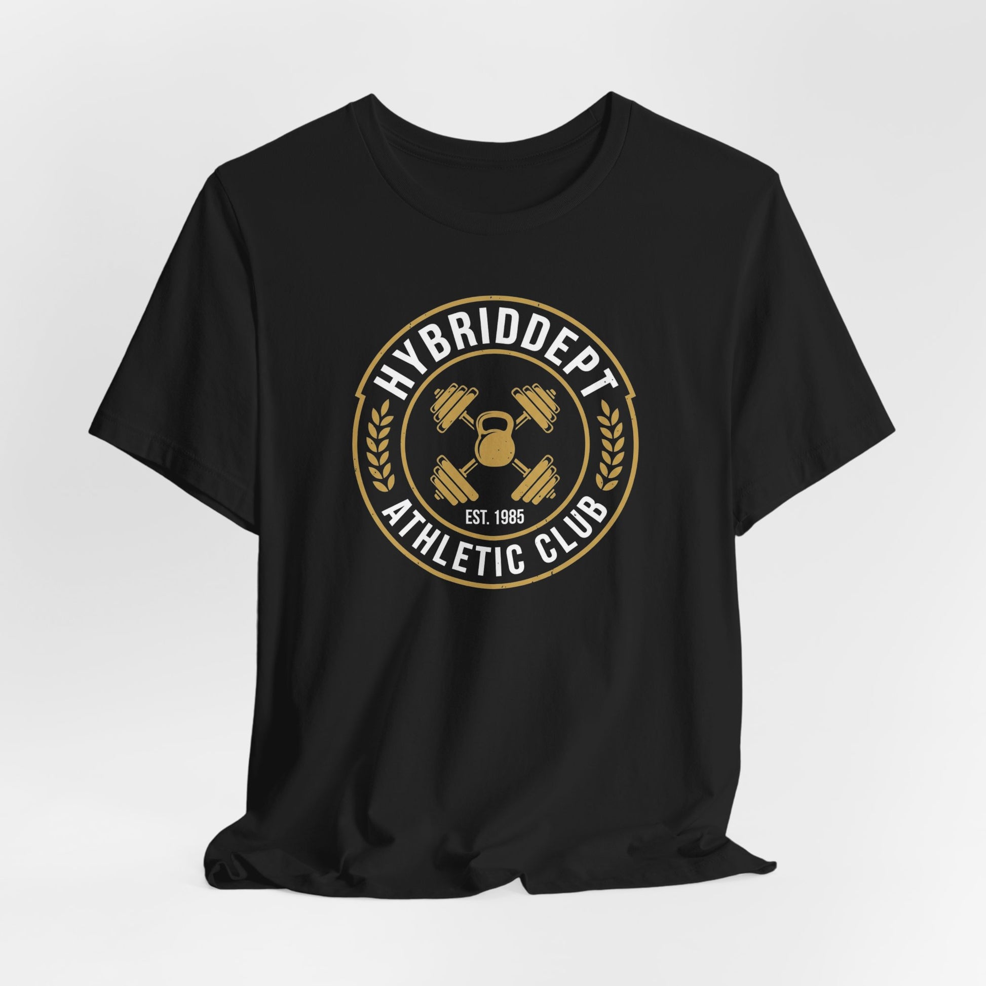 Tee HybridDept Athletic Club — flat lay light background | hybriddept
