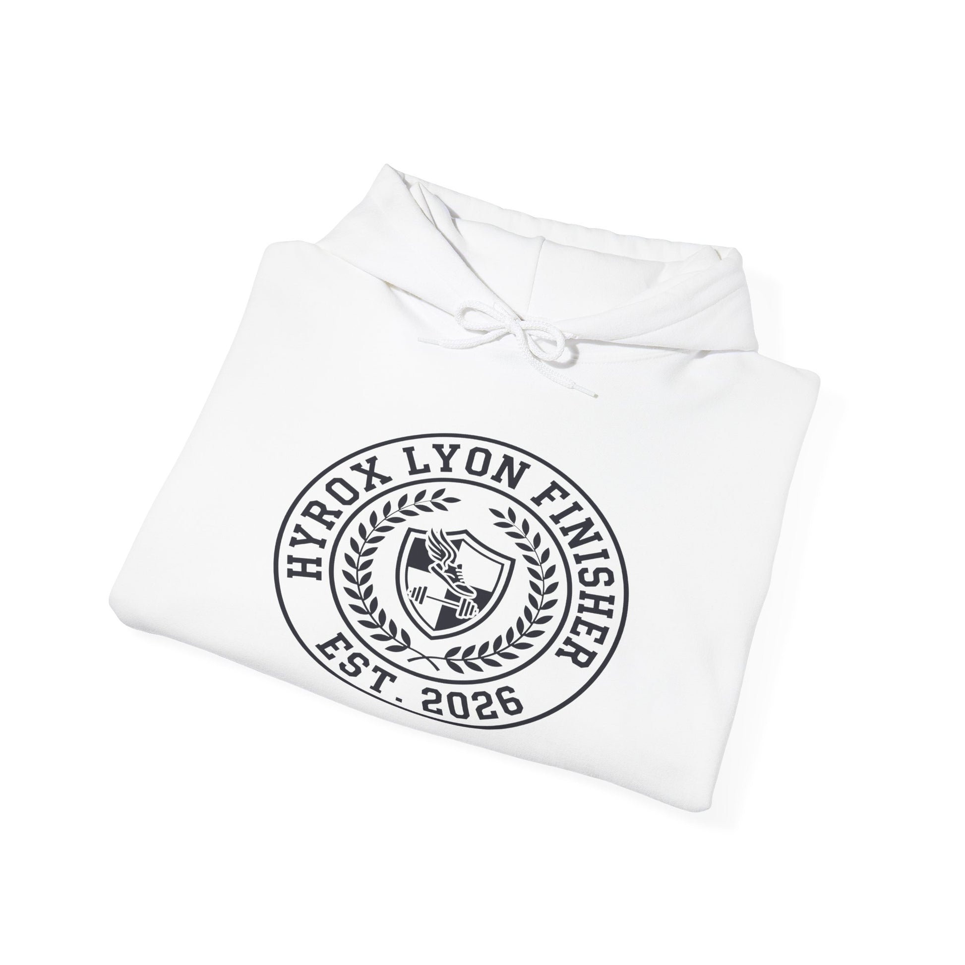Hoodie HYROX Lyon Finisher — side view | hybriddept