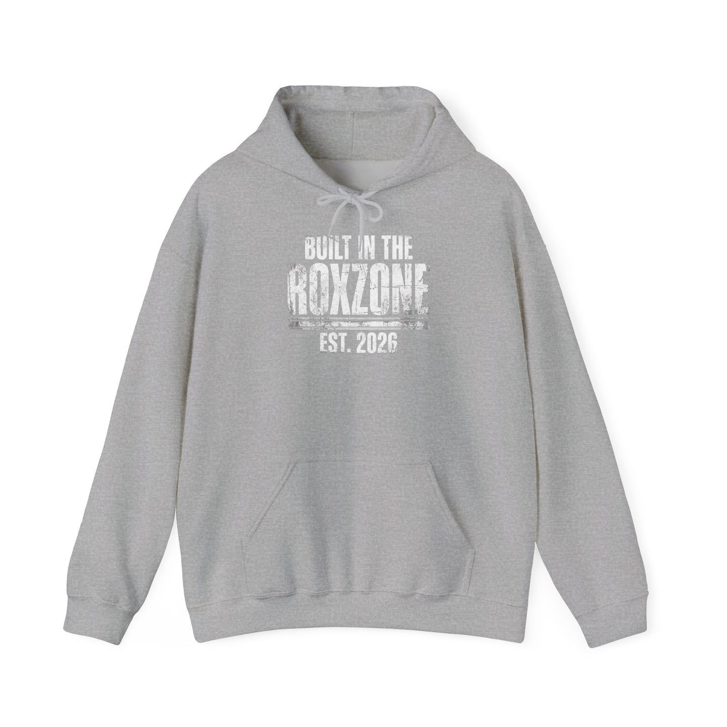 Hoodie Built In The Roxzone — détail inscription | hybriddept