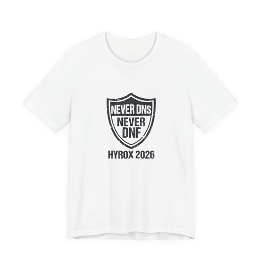 Tee Never DNS Never DNF — back view | hybriddept