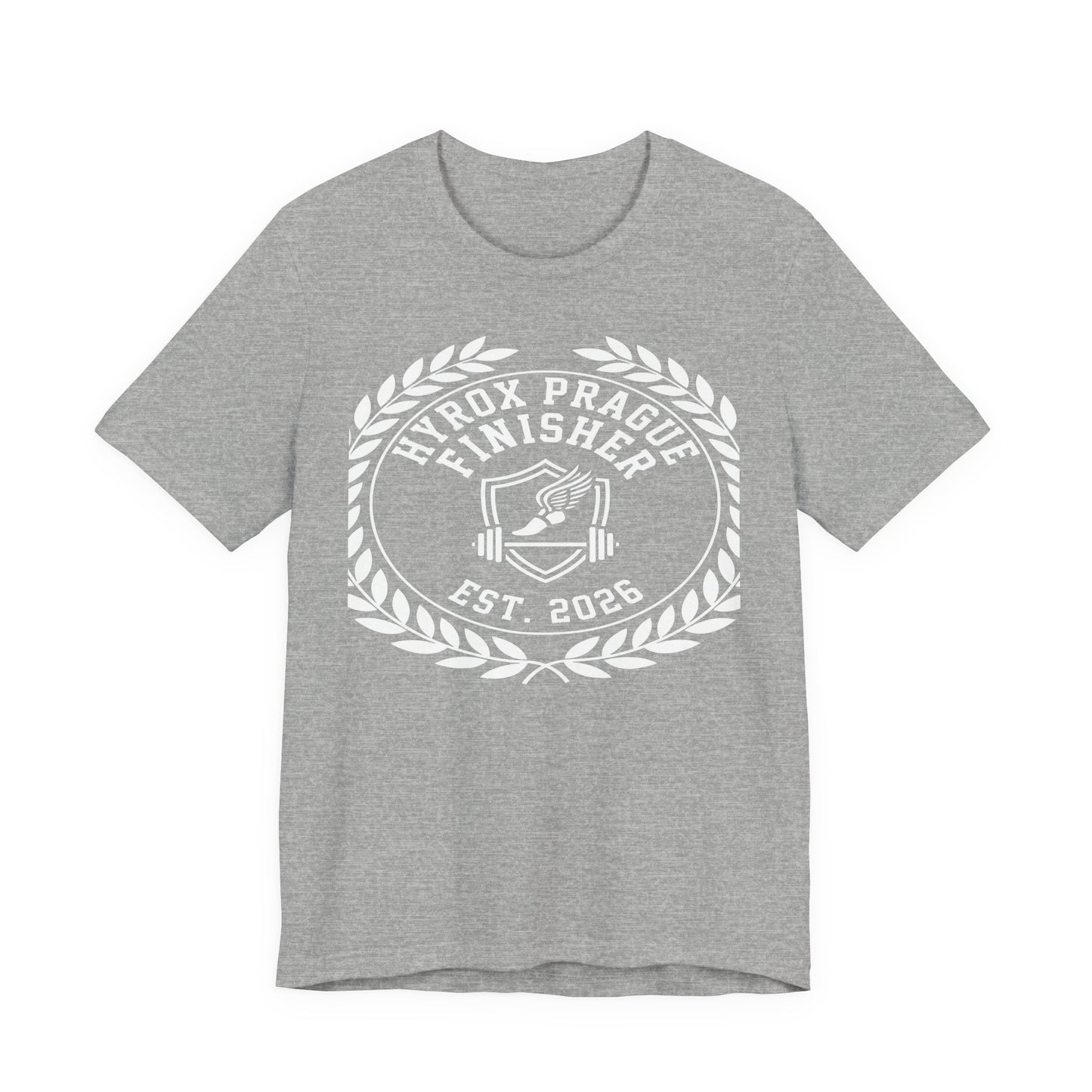 Tee HYROX Prague Finisher — flat lay fond clair | HybridDept