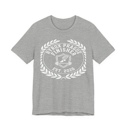 Tee HYROX Prague Finisher — flat lay fond clair | HybridDept