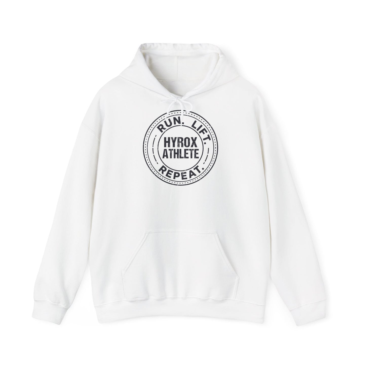 Hoodie Run Lift Repeat — front view | hybriddept