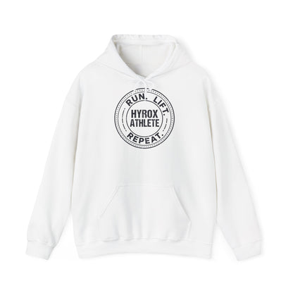 Hoodie Run Lift Repeat — front view | hybriddept