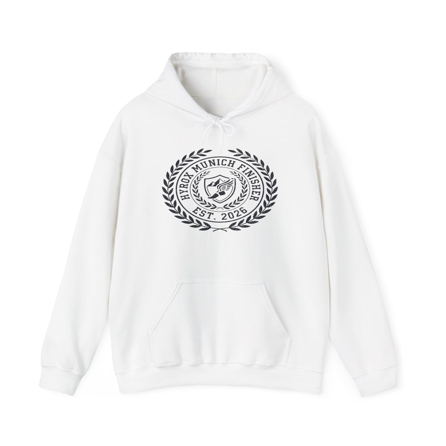 Hoodie HYROX Munich Finisher — détail inscription | hybriddept