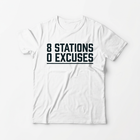 Tee 8 Stations 0 Excuses — front view | hybriddept