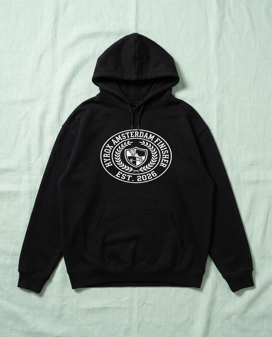 Hoodie HYROX Amsterdam Finisher — front view | hybriddept