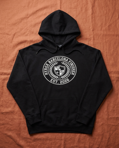 Hoodie HYROX Barcelona Finisher — front view | hybriddept