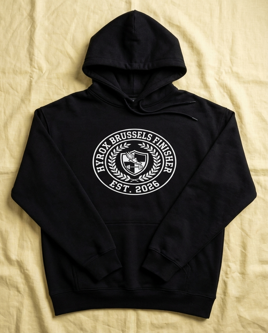 Hoodie HYROX Brussels Finisher — front view | hybriddept
