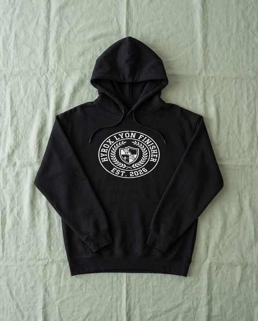Hoodie HYROX Lyon Finisher — front view | hybriddept