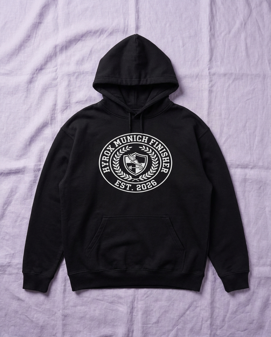 Hoodie HYROX Munich Finisher — front view | hybriddept