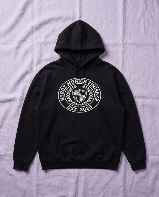Hoodie HYROX Munich Finisher — front view | hybriddept
