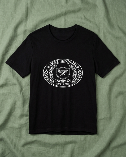 Tee HYROX Brussels Finisher — front view | hybriddept
