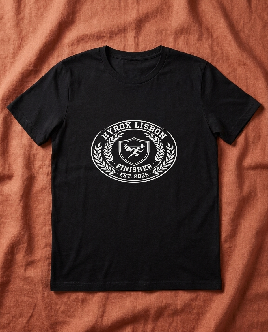 Tee HYROX Lisbon Finisher — front view | hybriddept