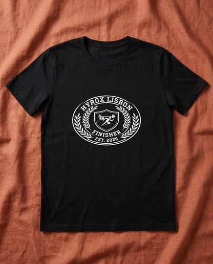 Tee HYROX Lisbon Finisher — front view | hybriddept